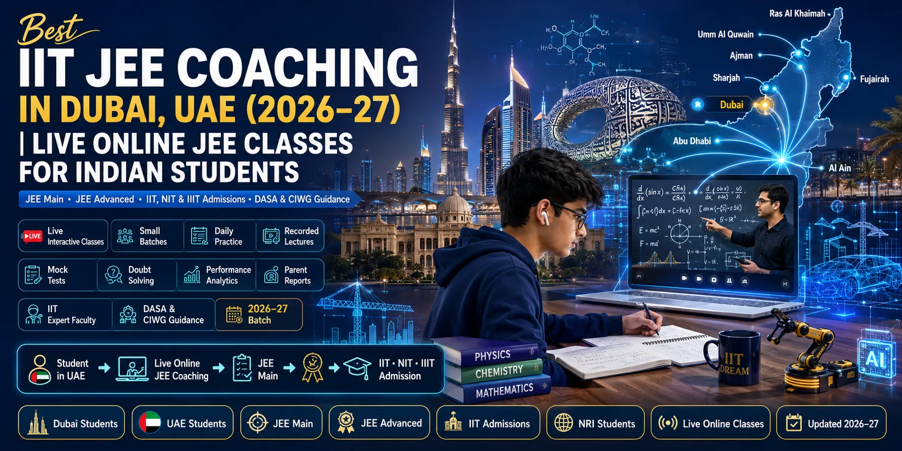 Best IIT JEE Coaching in Dubai, UAE (2026–27) | Live Online JEE Classes for Indian Students